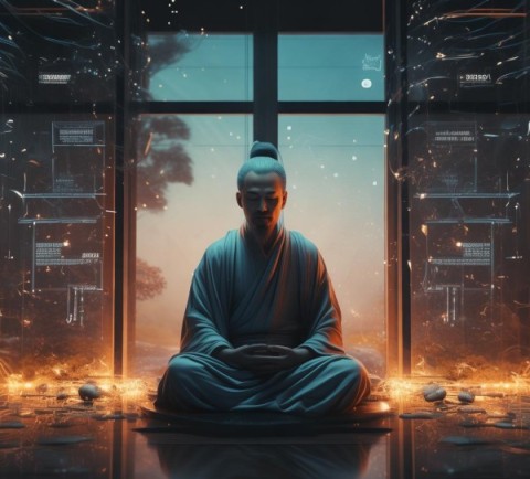 禅宗智慧与科技的完美融合，智慧之光与创新之光的交汇点