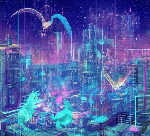 科技未来，龙猫科技动态图解海报